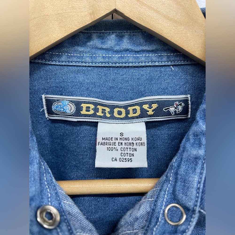 Y2K Brody Denim Pearl Snap Shirt, Size S - Picture 4 of 6